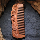 雷擊棗木笛子雙面雕梳子