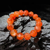 橙红牛血鸩羽圆珠手串