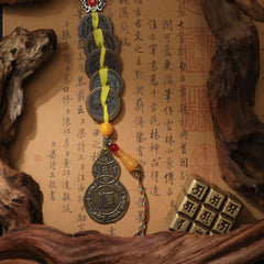 茅山上清銅牌葫蘆五帝錢掛飾