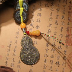 茅山上清銅牌葫蘆五帝錢掛飾