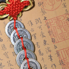 檀木祥雲五帝錢掛飾