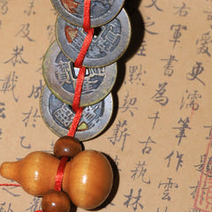 檀木祥雲五帝錢掛飾