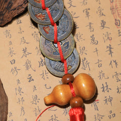 檀木祥雲五帝錢掛飾