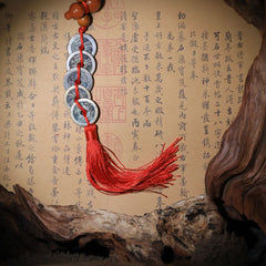 檀木祥雲五帝錢掛飾