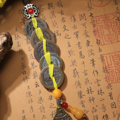 茅山上清銅牌葫蘆五帝錢掛飾