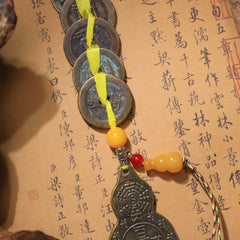茅山上清銅牌葫蘆五帝錢掛飾